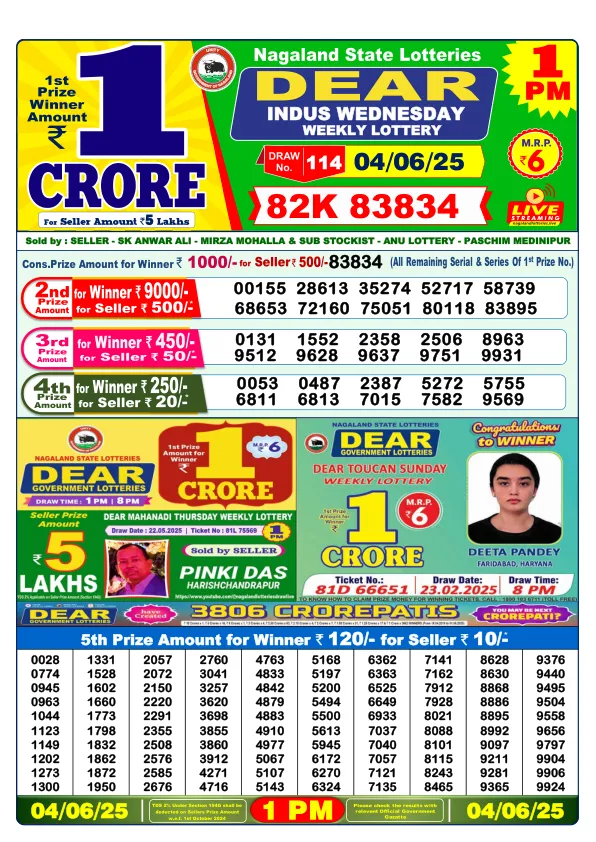 Dhan Kesari Lottery Sambad Result Today 04-06-2025 1PM Morning Dear Dear